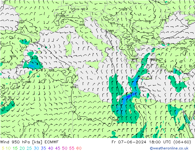 Wind 950 hPa ECMWF Pá 07.06.2024 18 UTC