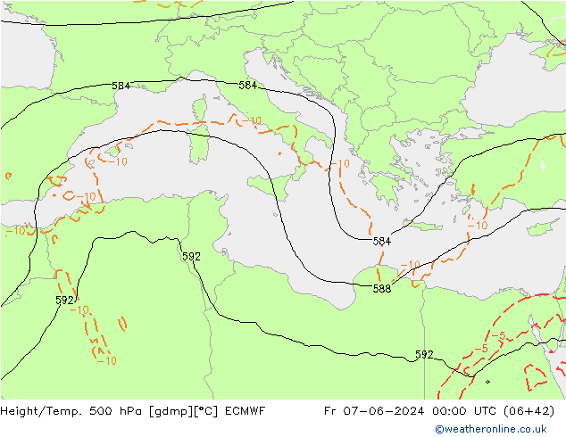 Z500/Rain (+SLP)/Z850 ECMWF Fr 07.06.2024 00 UTC