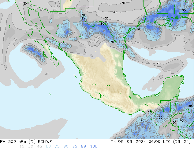 RH 300 hPa ECMWF Do 06.06.2024 06 UTC