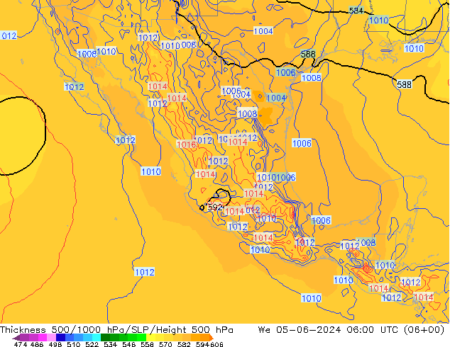 Thck 500-1000hPa ECMWF śro. 05.06.2024 06 UTC