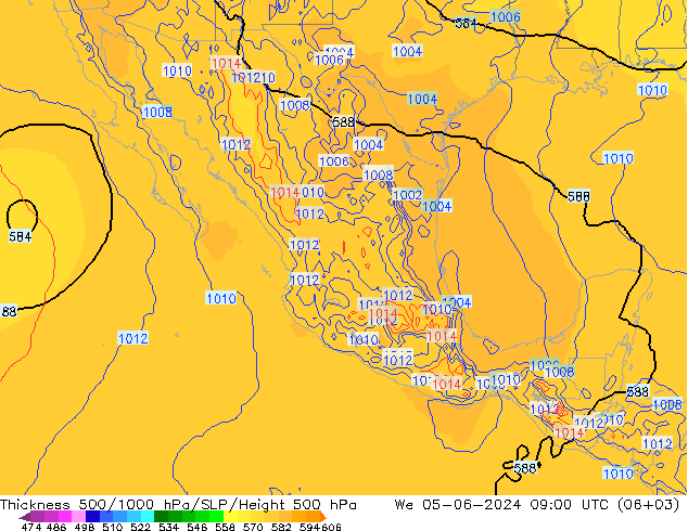 Thck 500-1000hPa ECMWF śro. 05.06.2024 09 UTC