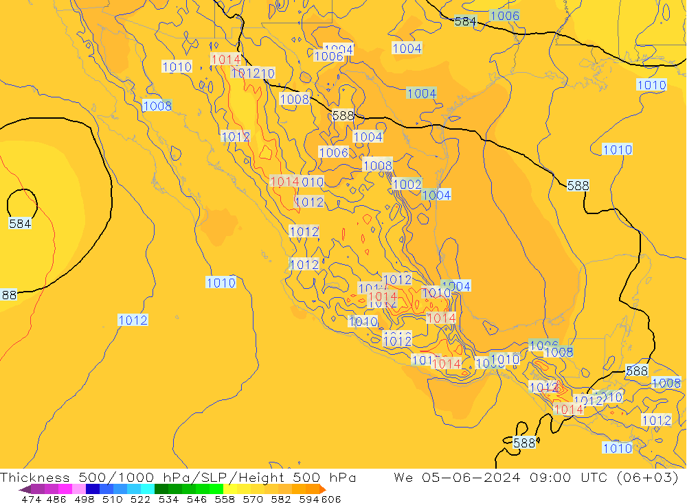 Thck 500-1000hPa ECMWF śro. 05.06.2024 09 UTC