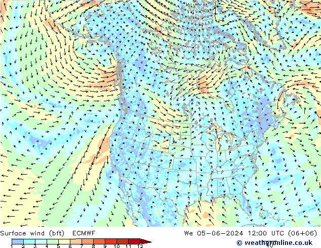 ве�Bе�@ 10 m (bft) ECMWF ср 05.06.2024 12 UTC