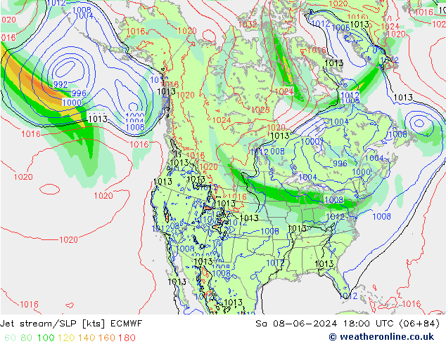 Polarjet/Bodendruck ECMWF Sa 08.06.2024 18 UTC