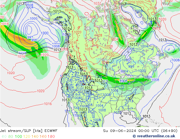 Prąd strumieniowy ECMWF nie. 09.06.2024 00 UTC