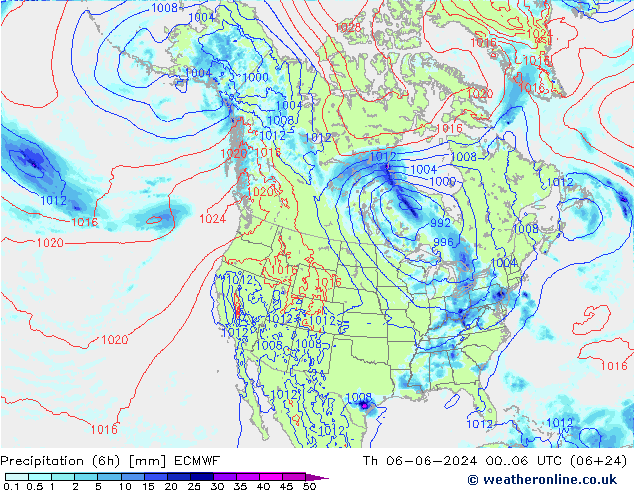 Z500/Rain (+SLP)/Z850 ECMWF jeu 06.06.2024 06 UTC