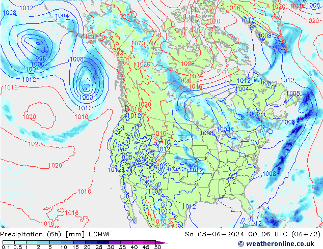 Z500/Rain (+SLP)/Z850 ECMWF So 08.06.2024 06 UTC