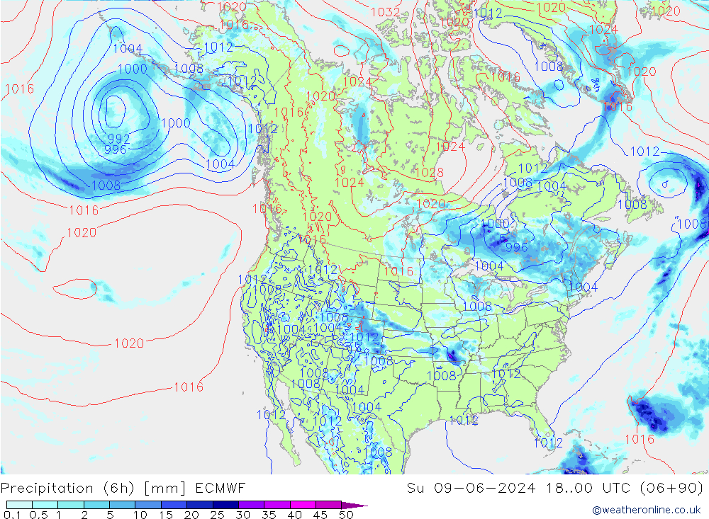 Yağış (6h) ECMWF Paz 09.06.2024 00 UTC