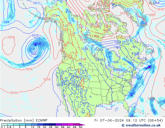 Neerslag ECMWF vr 07.06.2024 12 UTC