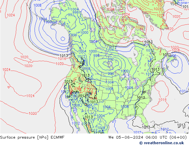 Surface pressure ECMWF We 05.06.2024 06 UTC