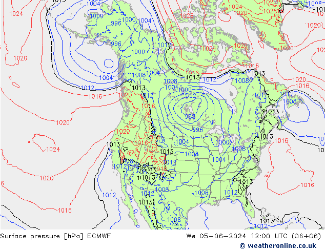 Surface pressure ECMWF We 05.06.2024 12 UTC