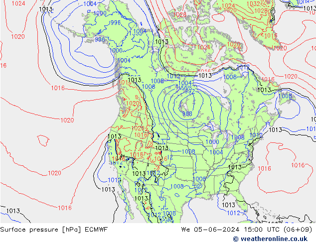 Luchtdruk (Grond) ECMWF wo 05.06.2024 15 UTC