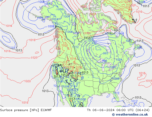 Luchtdruk (Grond) ECMWF do 06.06.2024 06 UTC