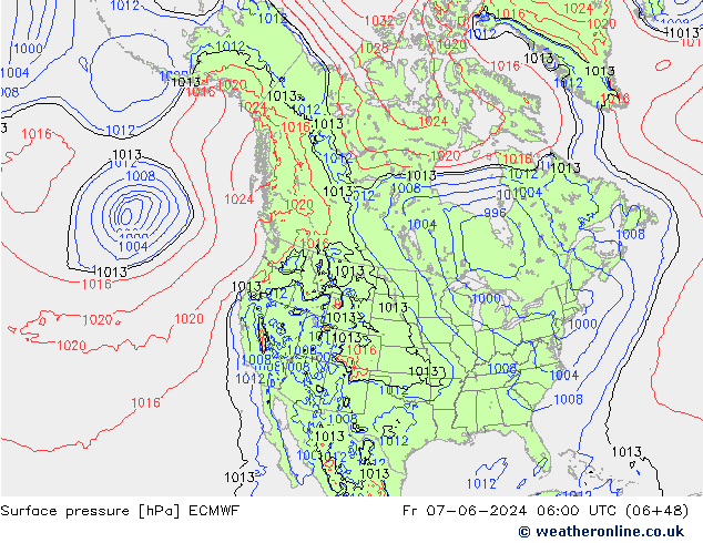 Yer basıncı ECMWF Cu 07.06.2024 06 UTC