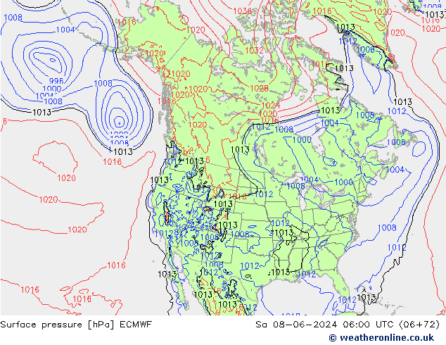 Surface pressure ECMWF Sa 08.06.2024 06 UTC