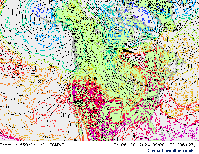 Theta-e 850hPa ECMWF Th 06.06.2024 09 UTC