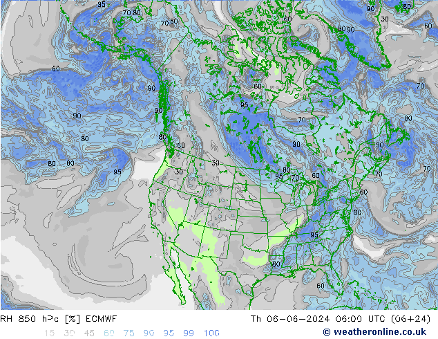 RH 850 hPa ECMWF Do 06.06.2024 06 UTC