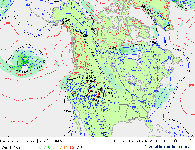 Izotacha ECMWF czw. 06.06.2024 21 UTC