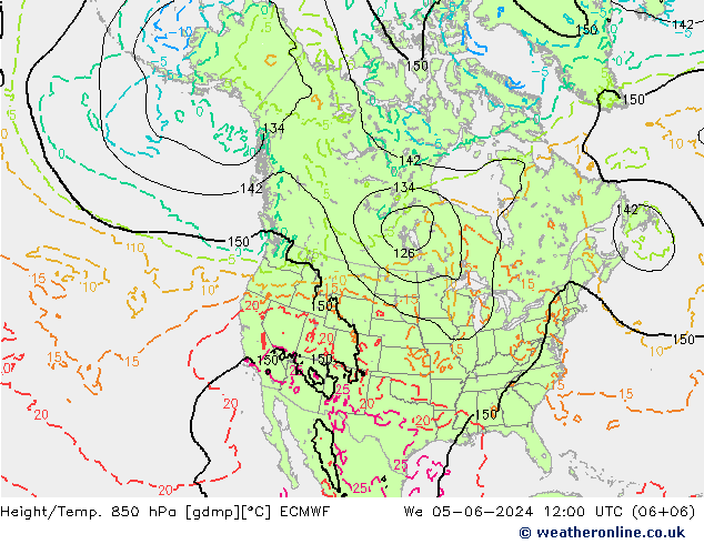 Z500/Rain (+SLP)/Z850 ECMWF Mi 05.06.2024 12 UTC