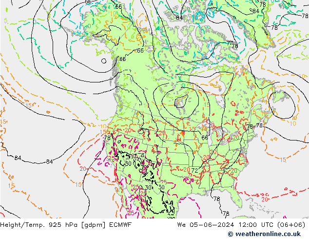 Height/Temp. 925 hPa ECMWF Mi 05.06.2024 12 UTC