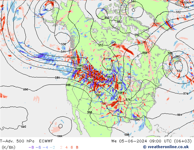 T-Adv. 500 hPa ECMWF 星期三 05.06.2024 09 UTC