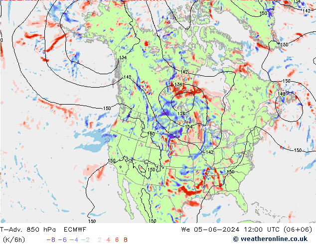 T-Adv. 850 hPa ECMWF We 05.06.2024 12 UTC