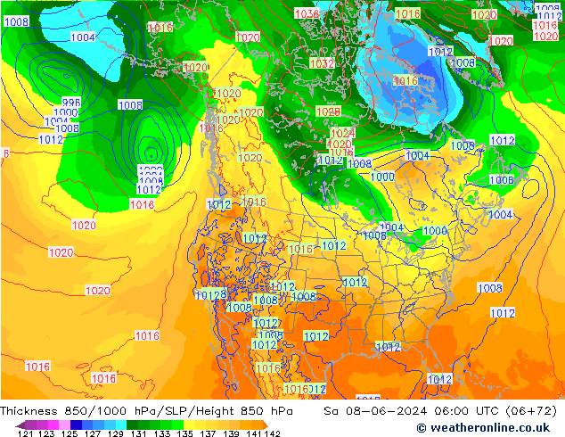 Thck 850-1000 hPa ECMWF So 08.06.2024 06 UTC