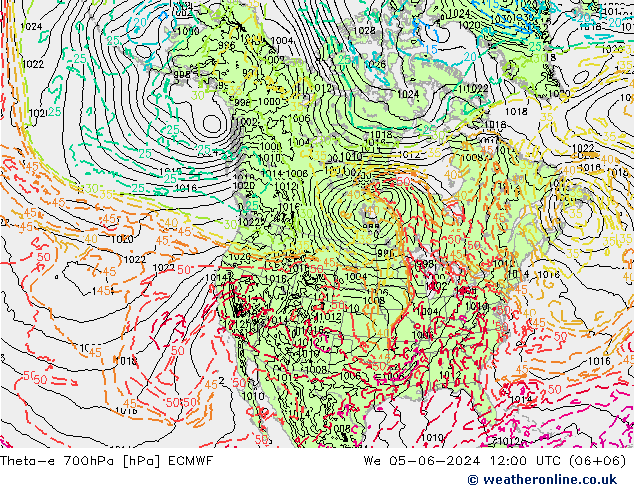 Theta-e 700hPa ECMWF wo 05.06.2024 12 UTC