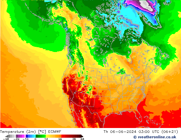 Temperature (2m) ECMWF Th 06.06.2024 03 UTC