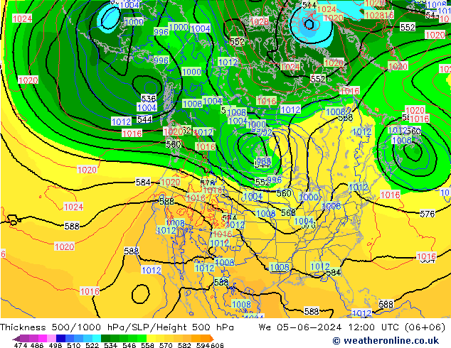 Dikte 500-1000hPa ECMWF wo 05.06.2024 12 UTC