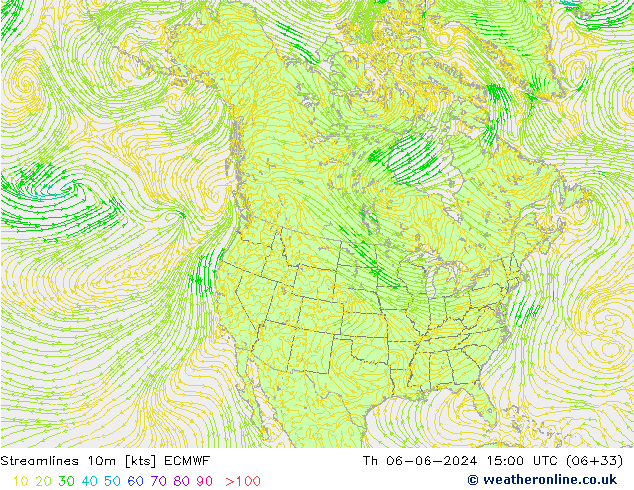 Linha de corrente 10m ECMWF Qui 06.06.2024 15 UTC