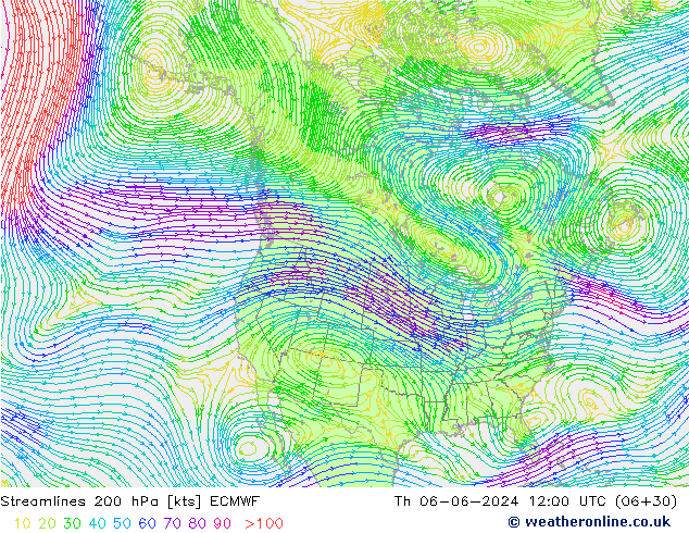 Streamlines 200 hPa ECMWF Th 06.06.2024 12 UTC