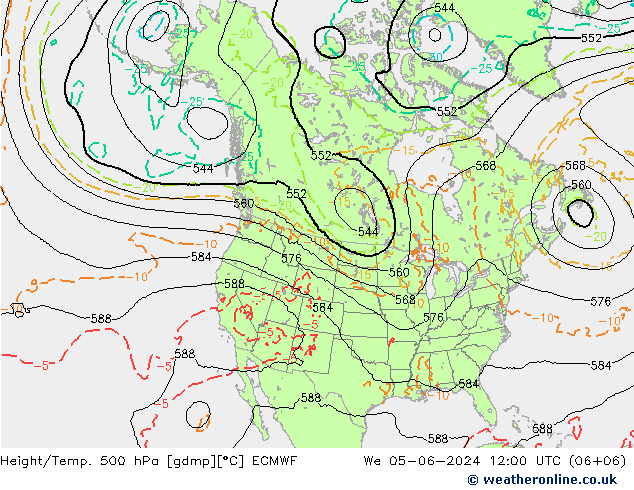 Z500/Regen(+SLP)/Z850 ECMWF wo 05.06.2024 12 UTC