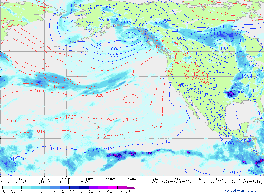 Z500/Yağmur (+YB)/Z850 ECMWF Çar 05.06.2024 12 UTC