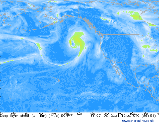 Deep layer shear (0-1km) ECMWF пт 07.06.2024 12 UTC