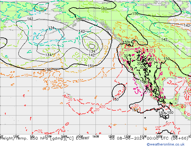 Z500/Rain (+SLP)/Z850 ECMWF  08.06.2024 00 UTC