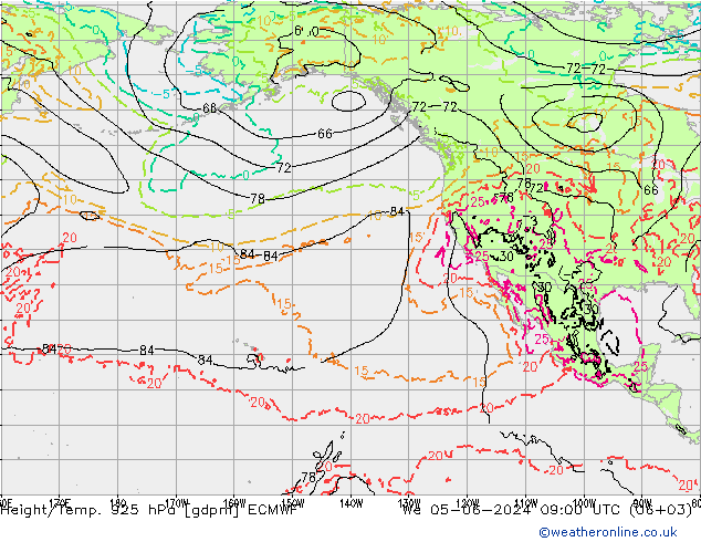 Height/Temp. 925 hPa ECMWF Qua 05.06.2024 09 UTC