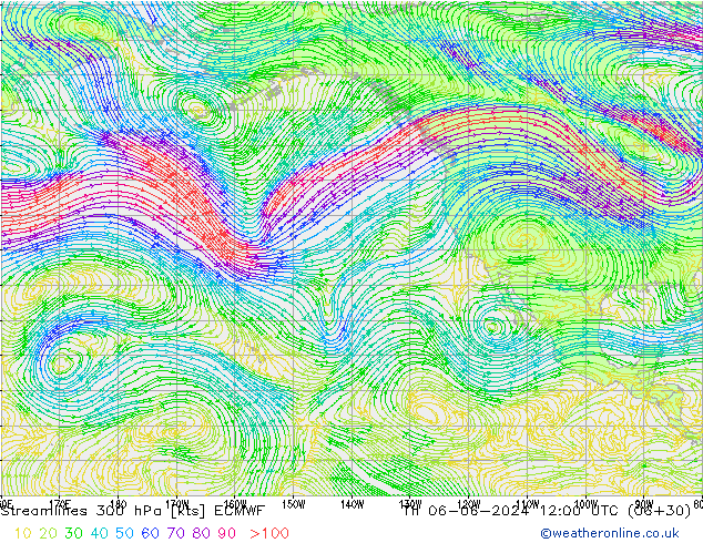 Stromlinien 300 hPa ECMWF Do 06.06.2024 12 UTC