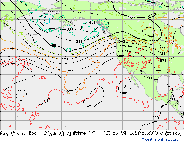 Height/Temp. 500 hPa ECMWF Qua 05.06.2024 09 UTC