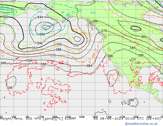 Z500/Rain (+SLP)/Z850 ECMWF  08.06.2024 00 UTC