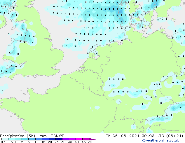 Z500/Yağmur (+YB)/Z850 ECMWF Per 06.06.2024 06 UTC