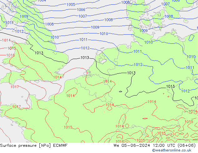 Luchtdruk (Grond) ECMWF wo 05.06.2024 12 UTC