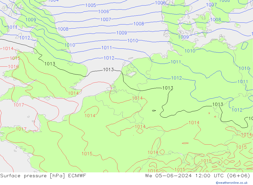 地面气压 ECMWF 星期三 05.06.2024 12 UTC