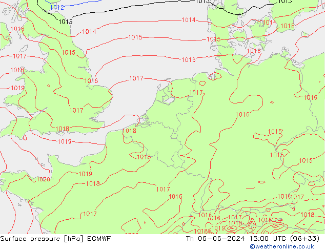 Surface pressure ECMWF Th 06.06.2024 15 UTC