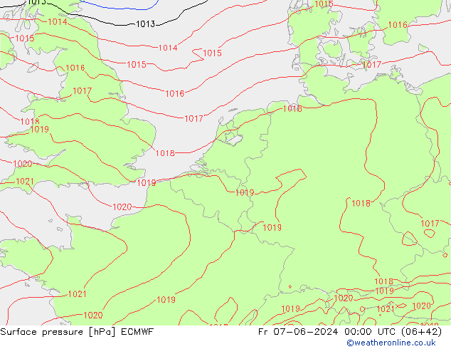 ciśnienie ECMWF pt. 07.06.2024 00 UTC