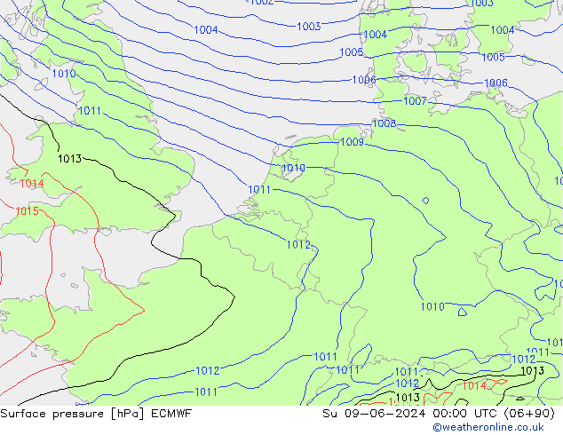 Yer basıncı ECMWF Paz 09.06.2024 00 UTC