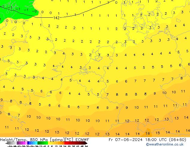 Z500/Rain (+SLP)/Z850 ECMWF Fr 07.06.2024 18 UTC