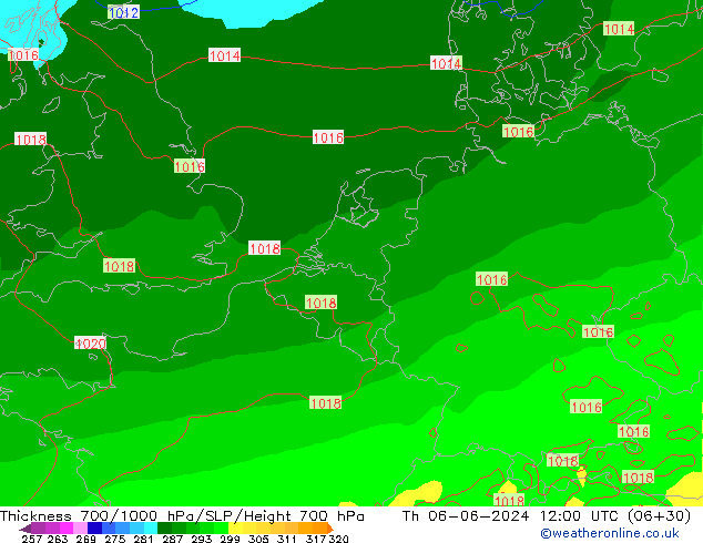 700-1000 hPa Kalınlığı ECMWF Per 06.06.2024 12 UTC