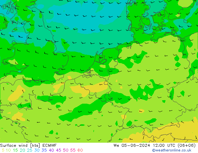 风 10 米 ECMWF 星期三 05.06.2024 12 UTC