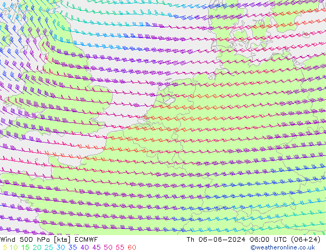 Rüzgar 500 hPa ECMWF Per 06.06.2024 06 UTC